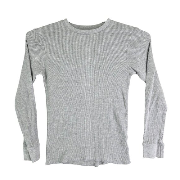 Womens Gray Intriguing Threads Waffle Knit Thermal Shirt Crew Neck Long Sleeve S - Picture 1 of 9